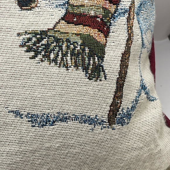 Winter Scene Parent & child Snow People Needle Point Throw Pillow. 15.5” - Picture 4 of 10